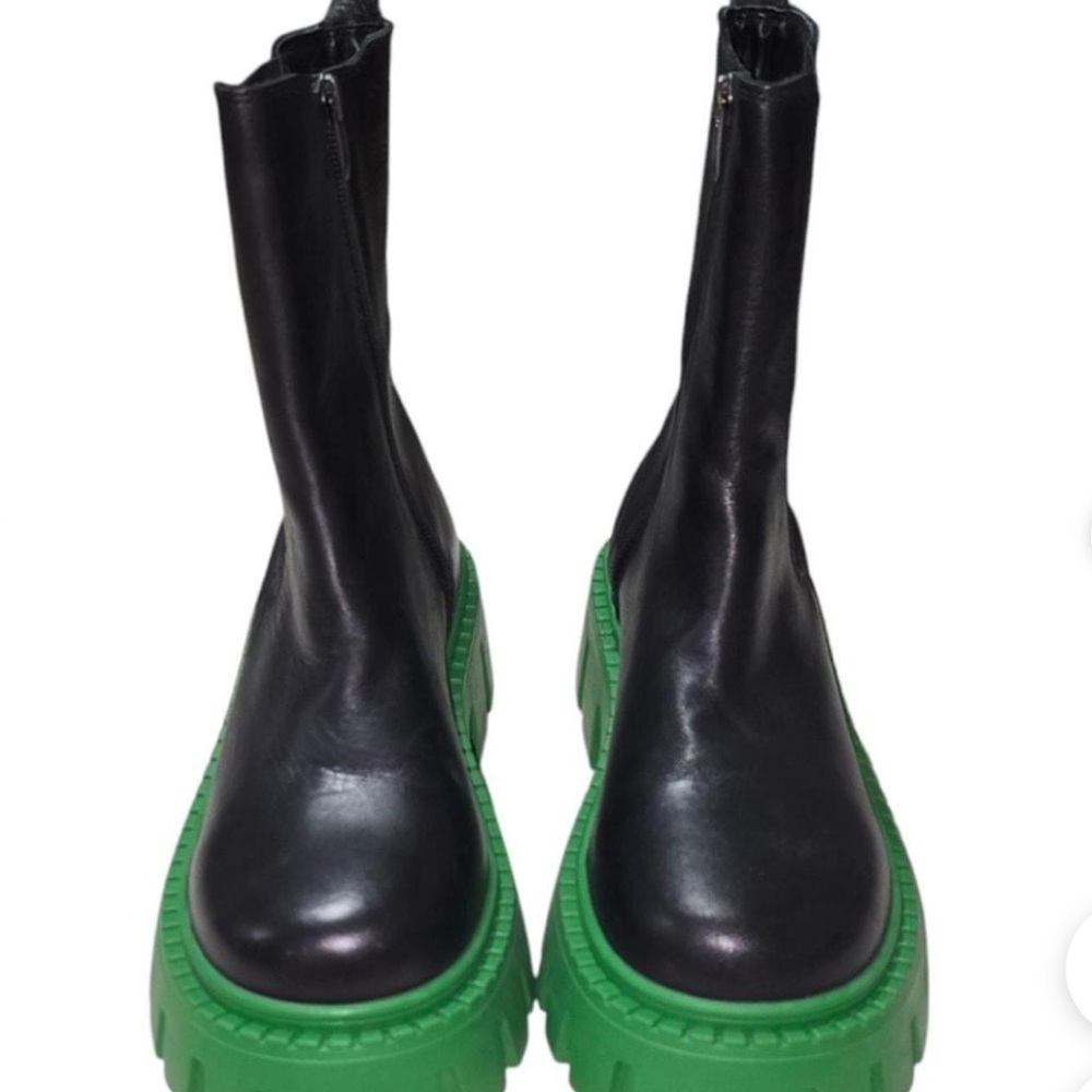 Steve Madden Black and Green Combat Boots